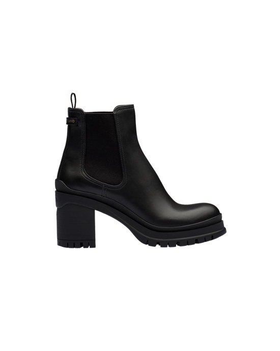 Prada Cuero Booties Negras | 78539-ADFE