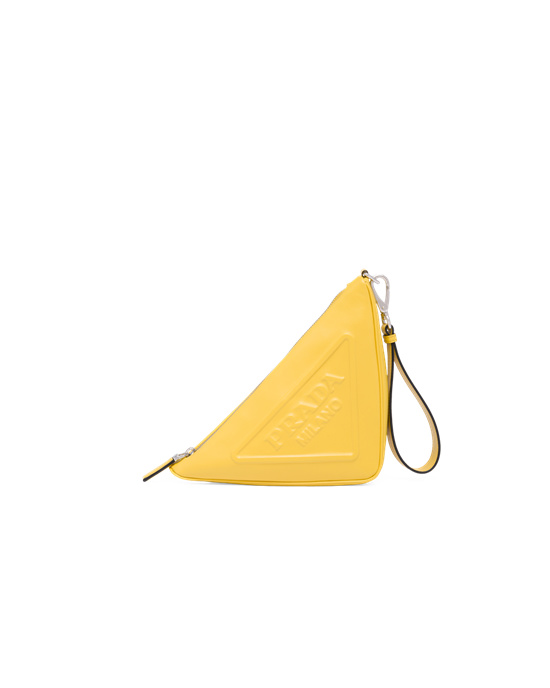 Prada Cuero Prada Triangle Pouch Amarillo | 83765-MDQH