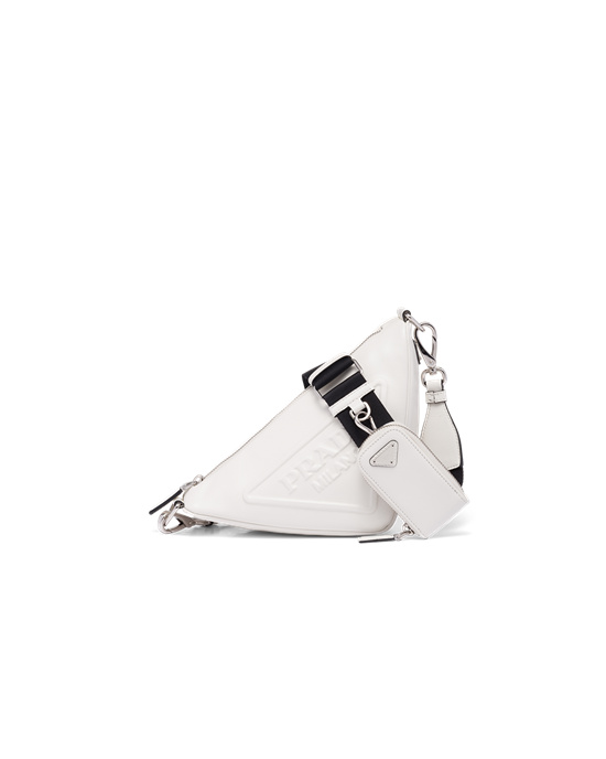 Prada Cuero Prada Triangle Shoulder Bag Blancas | 38096-KIYH