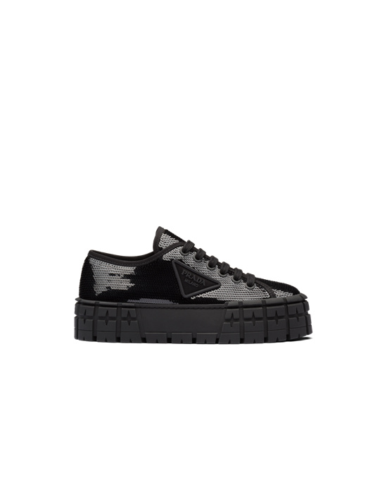 Prada Double Wheel Sequin Sneakers Negras | 36189-UDER