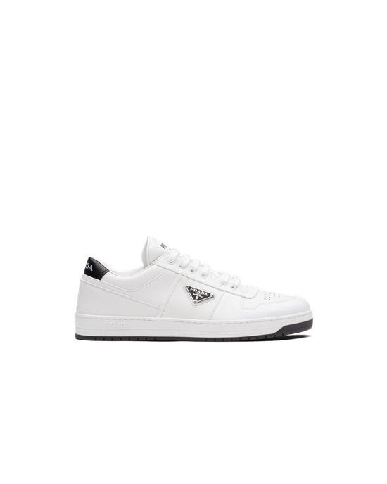 Prada Downtown Cuero Sneakers Blancas Negras | 81206-ZQYX