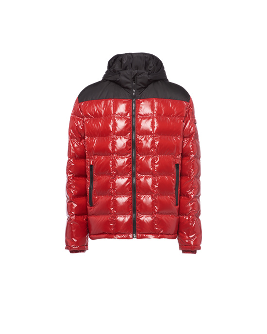 Prada Encapuchado Nylon Down Jacket Rojas | 18405-PZOH