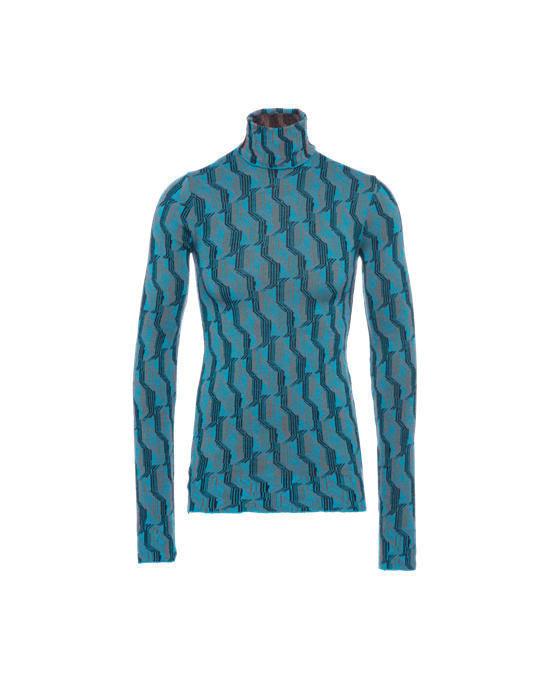 Prada Jacquard Superfine Wool Turtleneck Sueter Turquesa | 90861-REKU