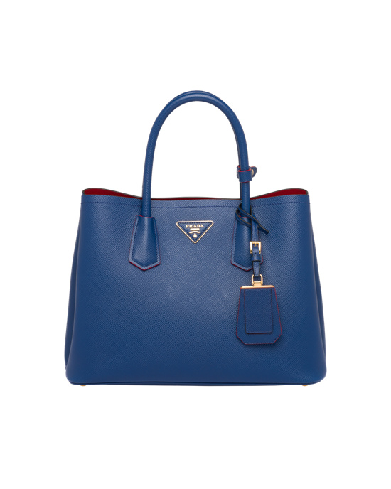 Prada Medium Saffiano Cuero Double Prada Bag Azules Rojas | 71850-VUJQ