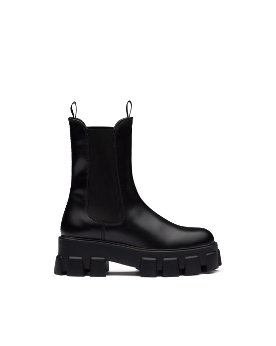 Prada Monolith Brushed Cuero Boots Negras | 74813-ADWY