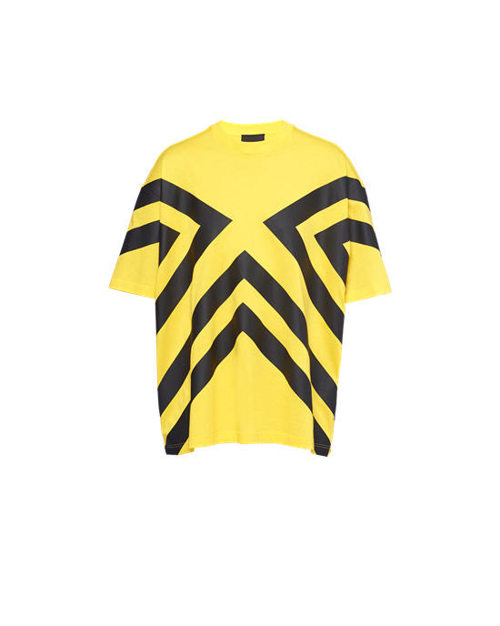 Prada Oversized Printed Algodon T-shirt Amarillo | 86904-IXDN