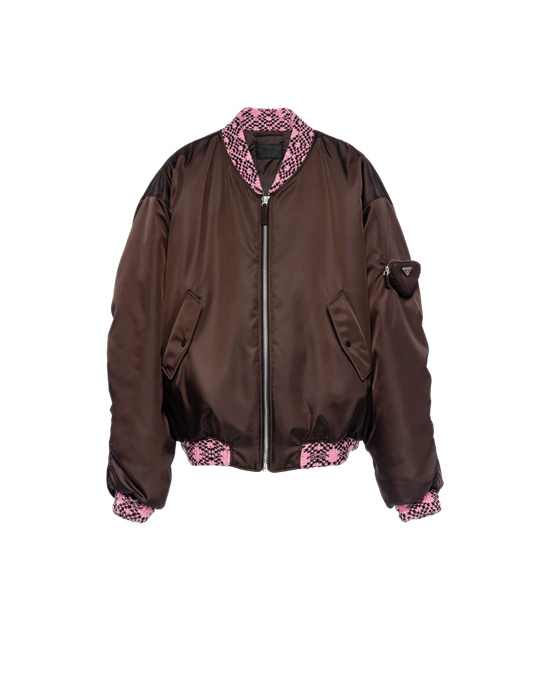 Prada Oversized Re-nylon And Knit Bomber Jacket Marrones Oscuro | 35081-GQFK