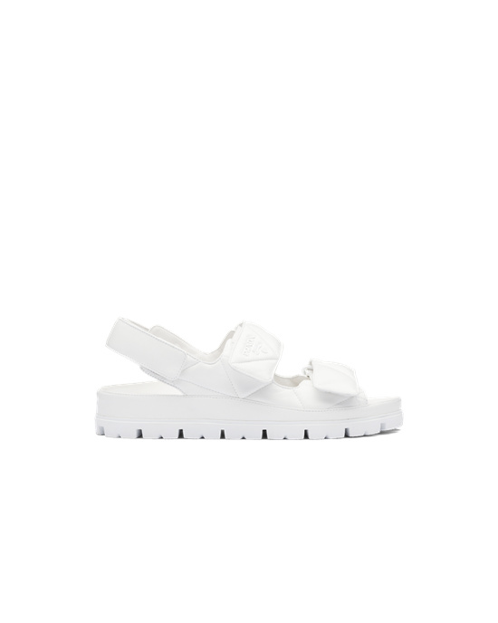 Prada Padded Nappa Cuero Sandals Blancas | 91856-INUP