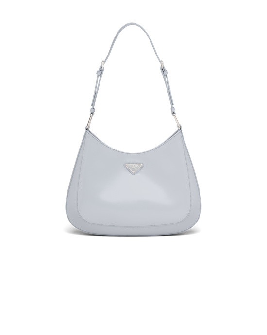 Prada Prada Cleo Brushed Cuero Shoulder Bag Azules | 05416-WBDY