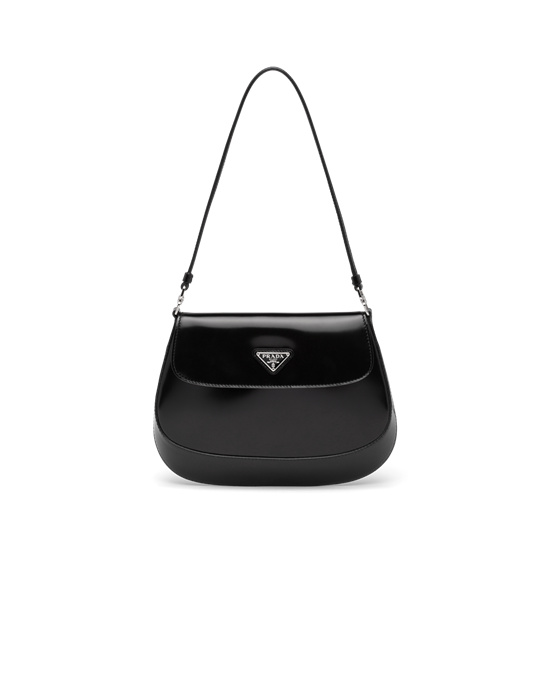 Prada Prada Cleo Brushed Cuero Shoulder Bag With Flap Negras | 43562-YBXN