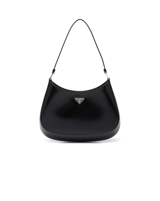 Prada Prada Cleo Brushed Cuero Shoulder Bag Negras | 84713-QNMC