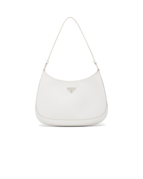 Prada Prada Cleo Brushed Cuero Shoulder Bag Blancas | 92613-CLOF