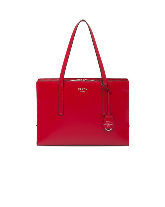 Prada Prada Re-edition 1995 Brushed-leather Medium Handbag Scarlet | 71542-ZJVF