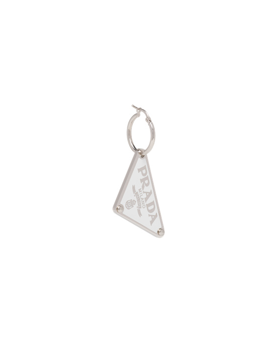 Prada Prada Symbole Pendant Right Earring Blancas | 73589-ZAON