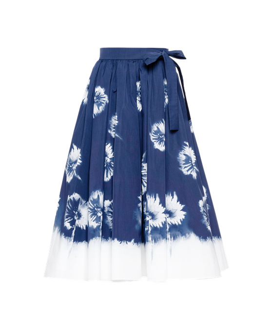 Prada Printed Poplin Skirt Azul Marino | 31409-NKXT