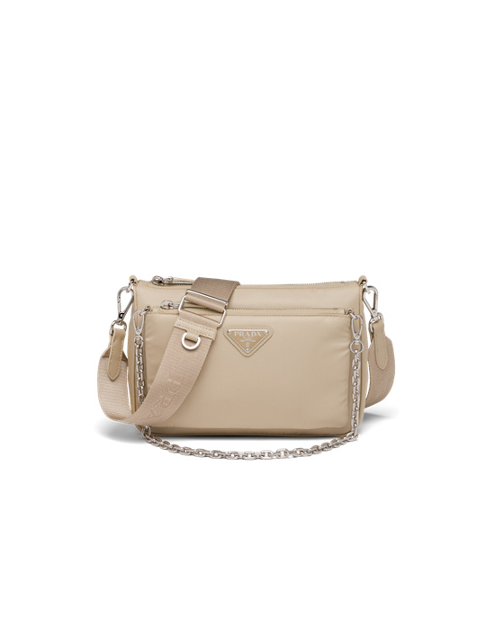 Prada Re-nylon And Saffiano Cuero Shoulder Bag Beige | 57421-ZUOA