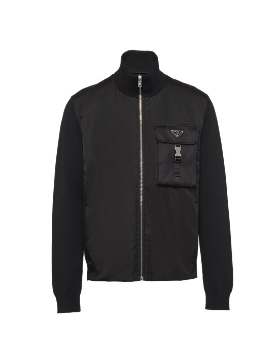 Prada Re-nylon Gabardine And Wool Cardigan Negras | 10968-IXAV