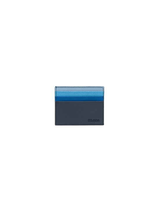 Prada Saffiano Cuero Card Holder Azules | 86210-PFGE