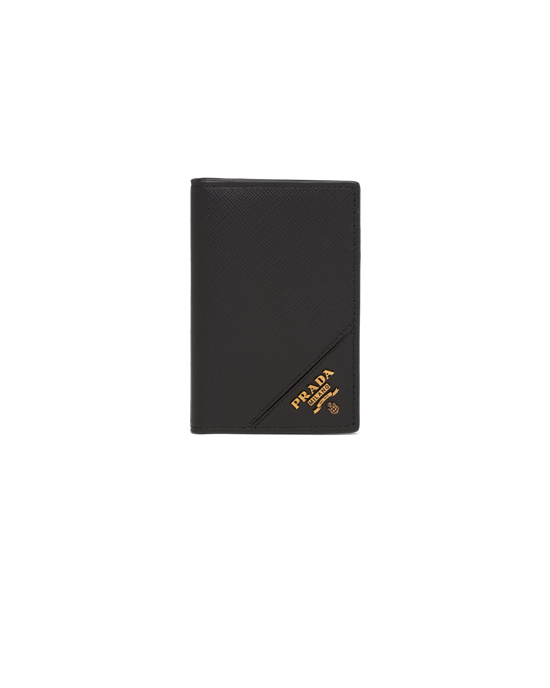 Prada Saffiano Cuero Card Holder Negras | 18974-LGUN