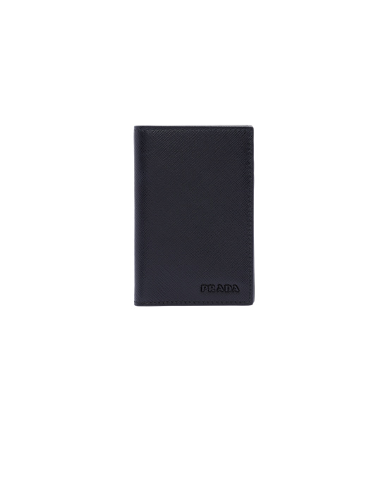 Prada Saffiano Cuero Card Holder Negras | 42801-GVRW