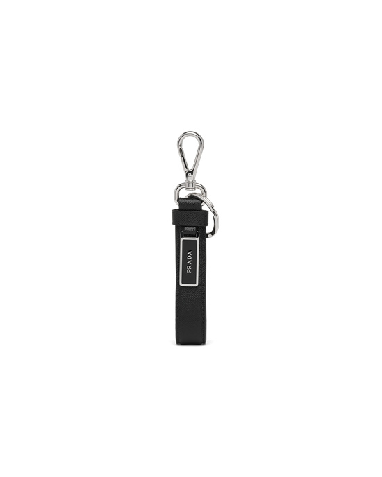 Prada Saffiano Cuero Keychain Negras | 89245-CUTD