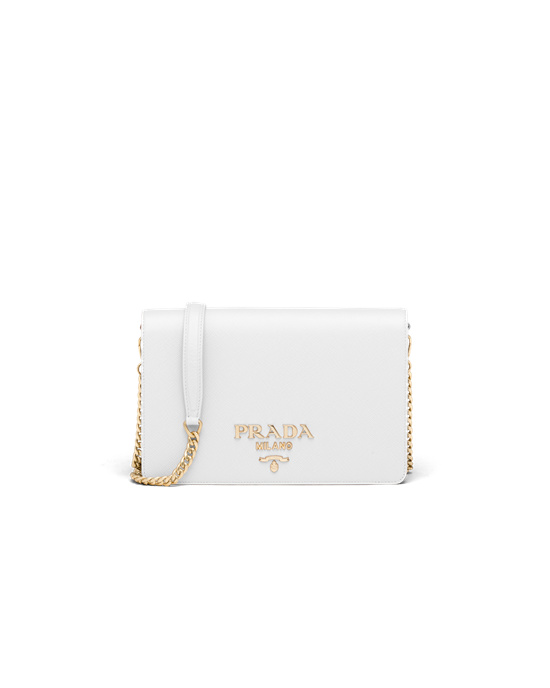 Prada Saffiano Cuero Mini Bag Blancas | 97381-ONEP