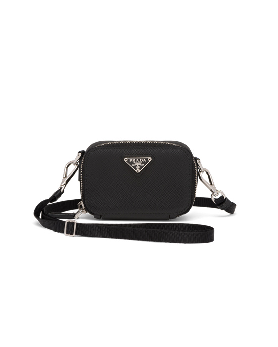 Prada Saffiano Cuero Mini Pouch Negras | 29673-FELB