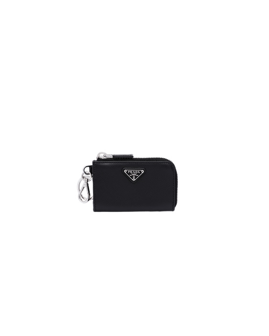 Prada Saffiano Cuero Mini Pouch Negras | 51283-KGVT