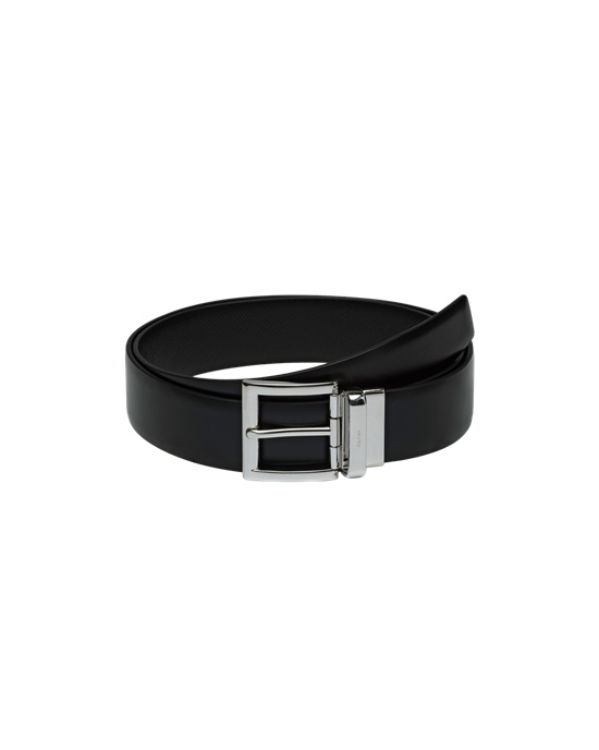 Prada Saffiano Cuero Reversible Belt Negras | 30918-ZFPT