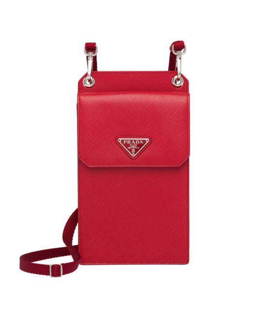 Prada Saffiano Cuero Smartphone Case Rojas | 28493-KHFL