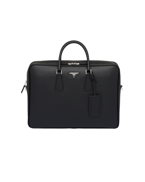 Prada Saffiano Cuero Trabajo Bag Negras | 14768-TQUX