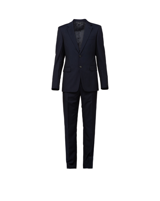 Prada Single Breasted Wool And Mohair Suit Azul Marino | 76391-PEIW