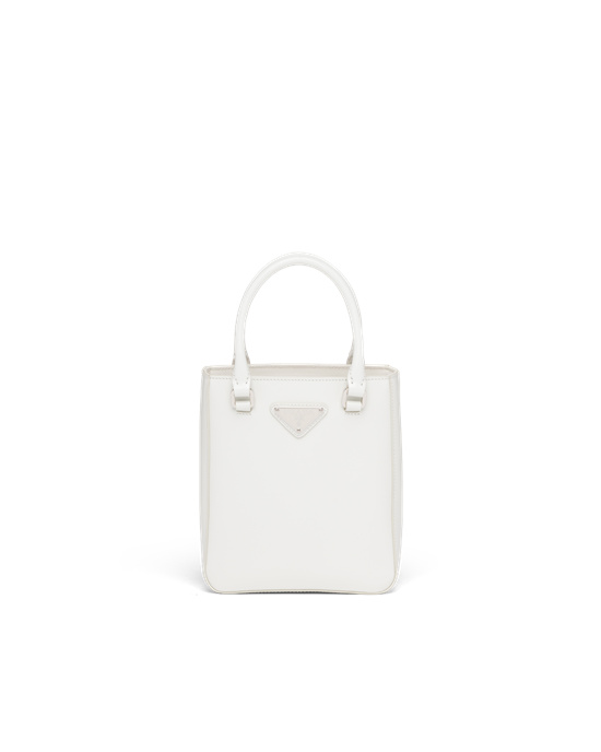 Prada Small Brushed Cuero Tote Blancas | 60128-FHPK