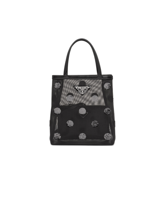 Prada Small Polka-dot Mesh Tote Bag Negras | 24871-JKHT