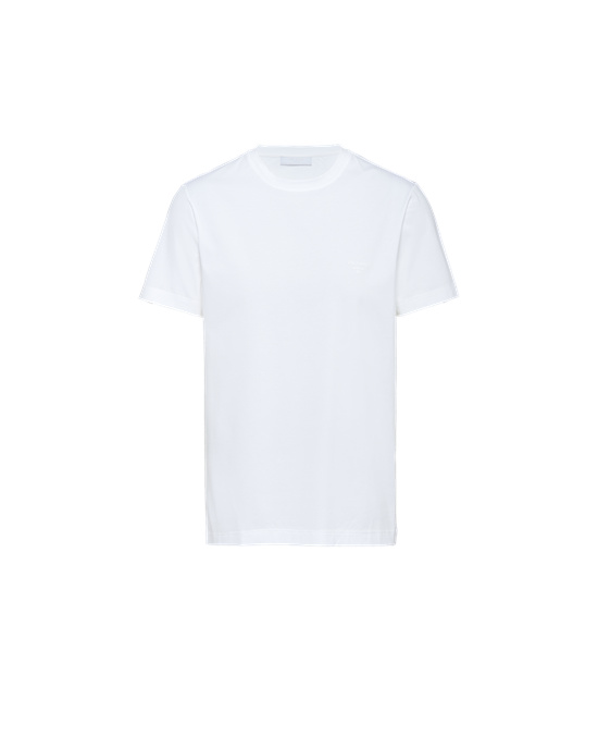 Prada Stretch Algodon T-shirt Blancas | 98015-SKYU