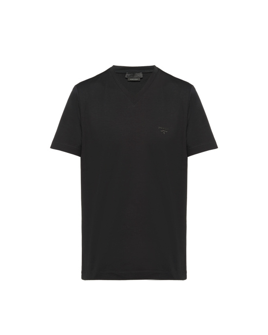 Prada Stretch Algodon T-shirt Negras | 13479-INAR