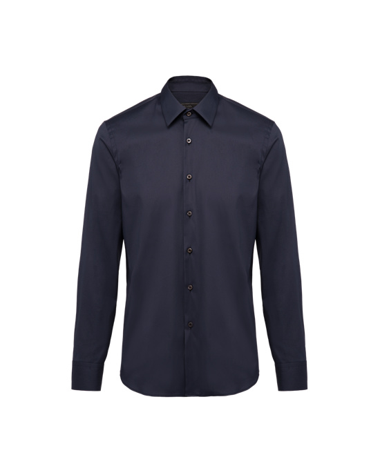 Prada Stretch Poplin Shirt Azul Marino | 51894-LTDS