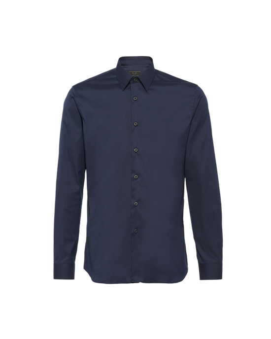 Prada Stretch Poplin Shirt Azules | 92156-APWI