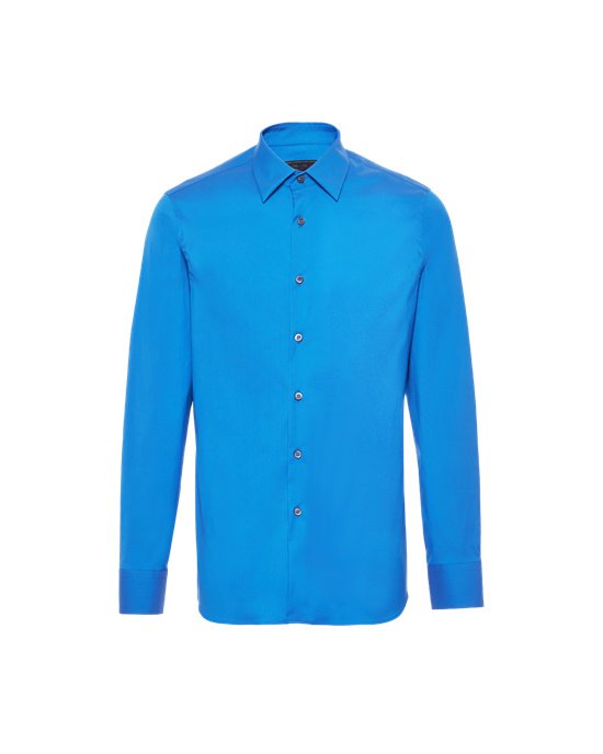 Prada Stretch Poplin Shirt Azules Claro | 03259-HIND