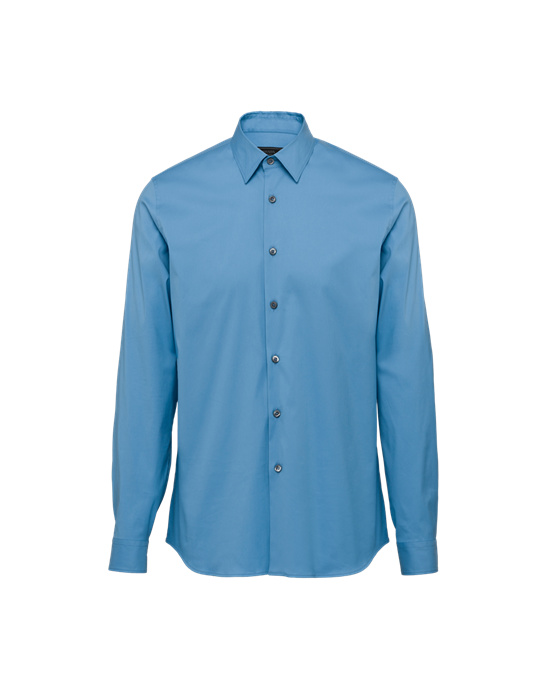 Prada Stretch Poplin Shirt Celeste | 84605-JFSV