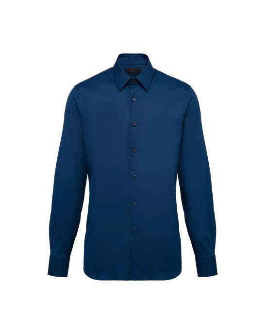 Prada Stretch Poplin Shirt Denim | 98302-AYXB