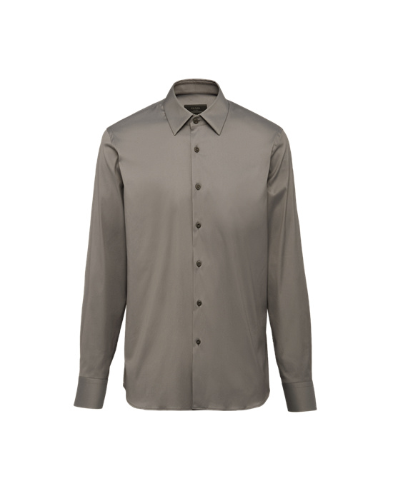 Prada Stretch Poplin Shirt Iron Gray | 37129-WPFZ