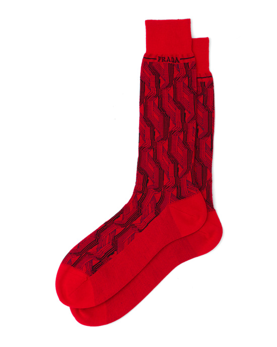 Prada Superfine Wool Ankle Socks Rojas | 05789-BYSC