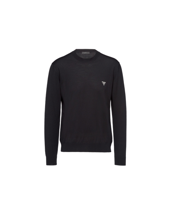 Prada Superfine Wool Crew-neck Sueter Negras | 01687-SRBG